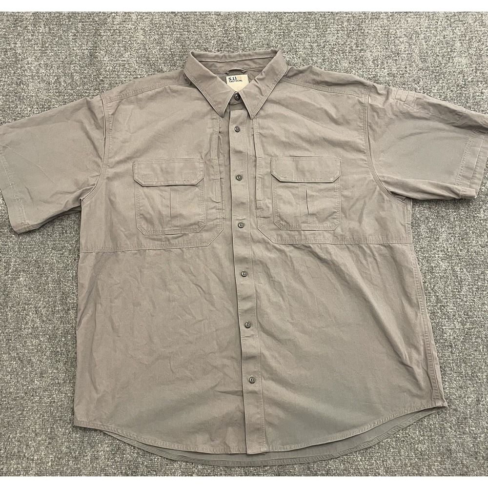 5.11 Tactical Series Button Up Shirt Mens 2XL Gray Cotton Short Sleeve Pockets